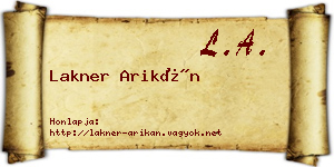 Lakner Arikán névjegykártya